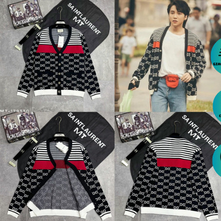 Áo khoác cardigan len Sơn Tùng MTP họa tiết GuCi hot trend mới năm 2023, Áo khoác len chất liệu 100% cotton form unisex