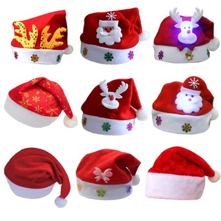 Nón đỏ Noel dày dặn loại đẹp, Mũ lông giáng sinh 2023 có đèn/không đèn - đủ kiểu - Selenshop