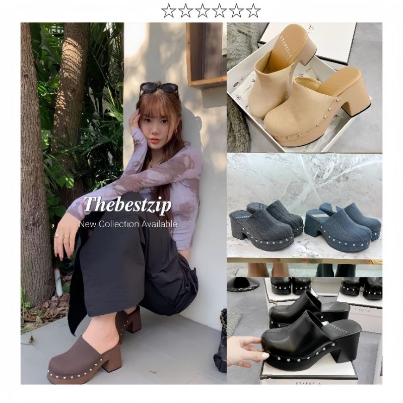 (𝐈𝐧𝐛𝐨𝐱 𝐜𝐡𝐞𝐜𝐤 𝐬𝐢𝐳𝐞 𝐭𝐫𝐜) Guốc sục da chuẩn hàng 𝐒𝐭𝐚𝐫𝐤.𝐞𝐥𝐚 cao 8cm cao cấp fullbox (FORM 1.5)| Hàng loại 1