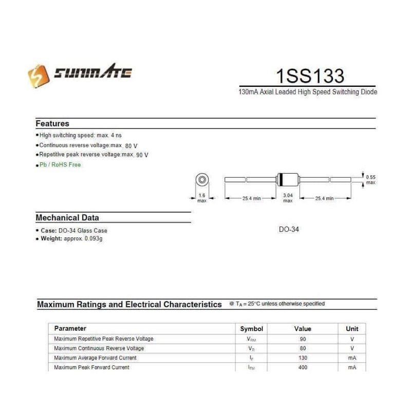 Diode zener 1SS133 thay thế 1n4148