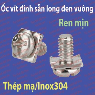 Ốc đính long đen vuông đầu lồi, lỗ 4 cạnh M3M3.5M4, Thép/Inox304