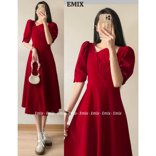 Đầm Váy nhung xẻ ngực dáng dài EMIX Vaynhungxenguc/P5K7