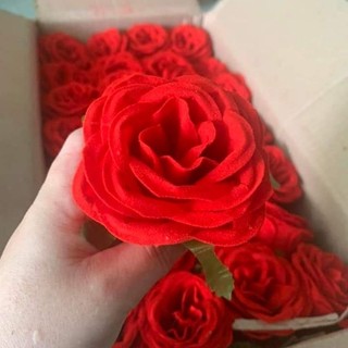 Hoa giả,đầu bông hoa hồng nhung bó hoa set 10 bông