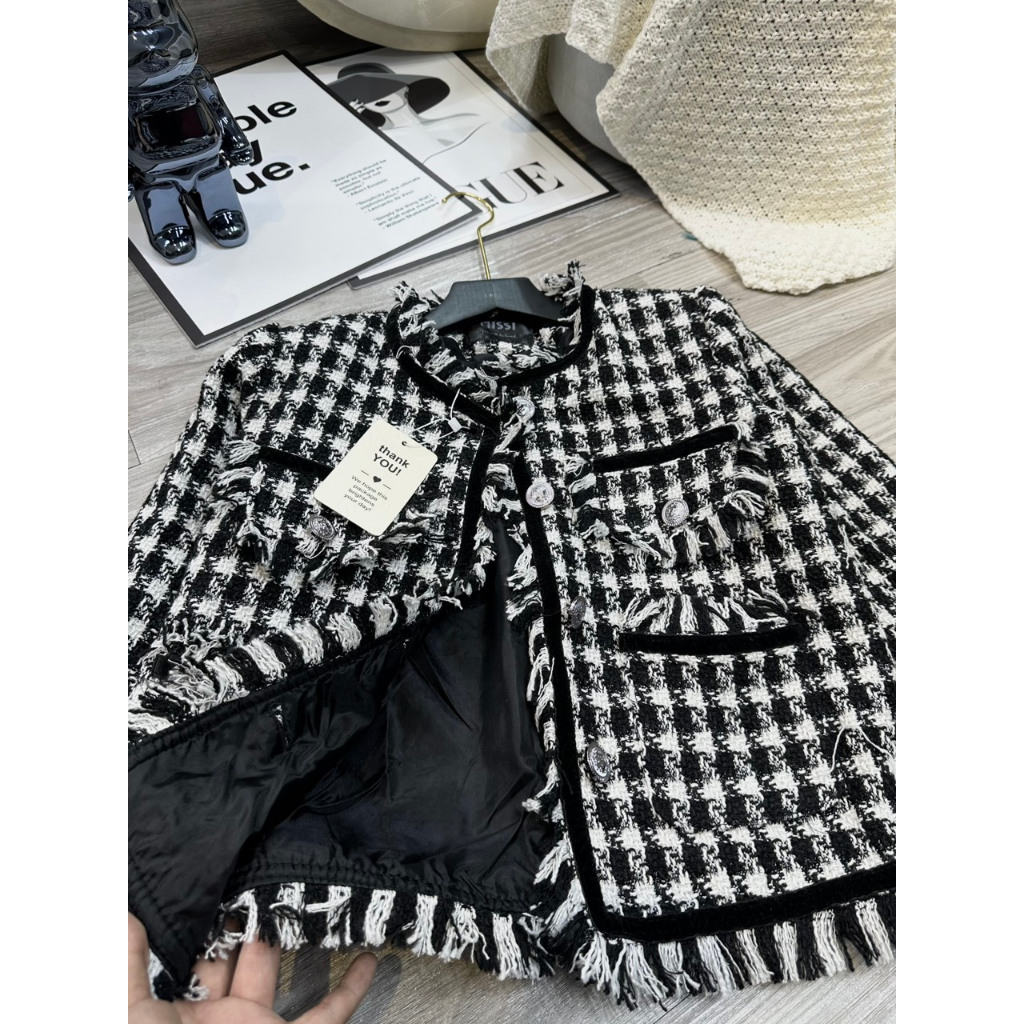 Áo dạ mới siêu hot bỏng tay sang chảnh dạ tua kẻ hot hitt MC788