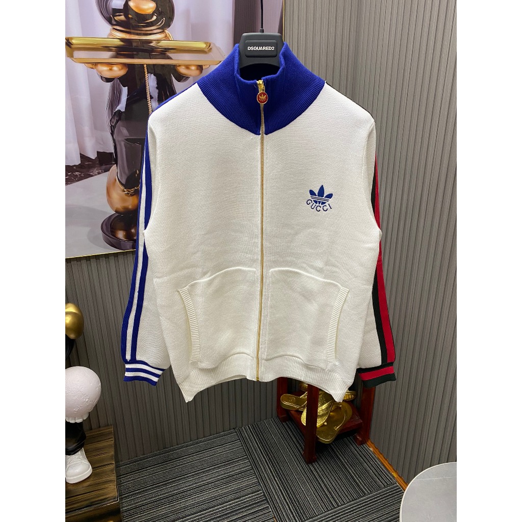 Áo Khoác Gucci Phối Adidas Logo Thêu Vải Umi Hàng Sịn Cổ Bo Dày Dặn Cao Cấp Hottrend 2023