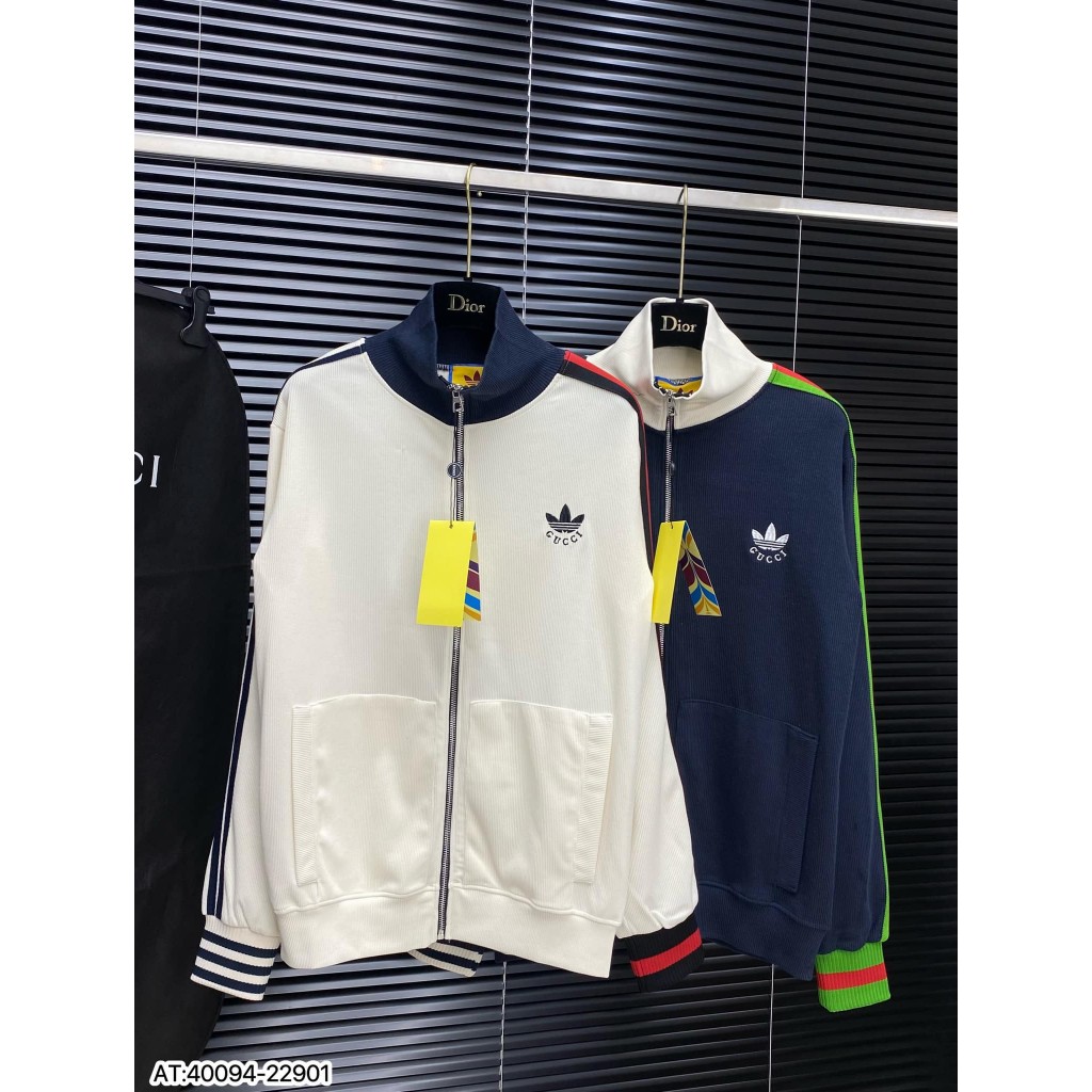 Áo Khoác Gucci Phối Adidas Logo Thêu Vải Umi Hàng Sịn Cổ Bo Dày Dặn Cao Cấp Hottrend 2023