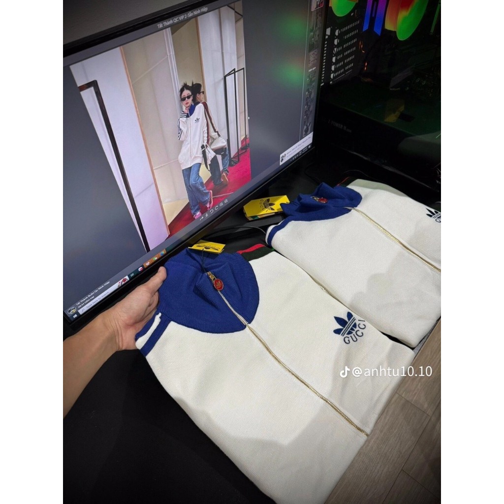 Áo Khoác Gucci Phối Adidas Logo Thêu Vải Umi Hàng Sịn Cổ Bo Dày Dặn Cao Cấp Hottrend 2023