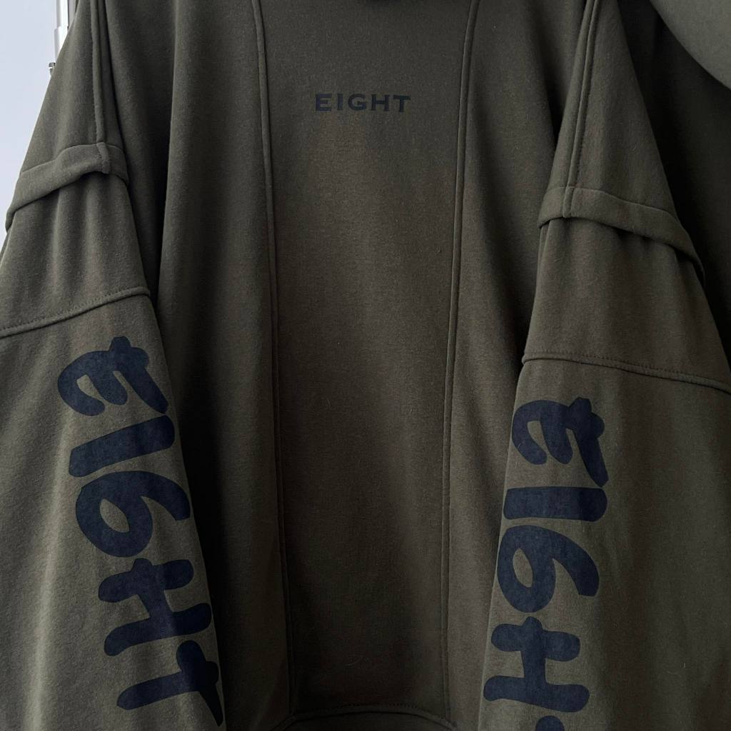 Áo Hoodie Nỉ Unisex Form Rộng Xanh Rêu EIGHT