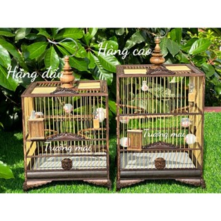 Khung lồng tự ráp gỗ mun đuôi công lá đề VIỀN cột vuông cho KHUYÊN, HÚT MẬT, ỐC MÍT, SƠN CA kèm keo và dầu bóng KLB011