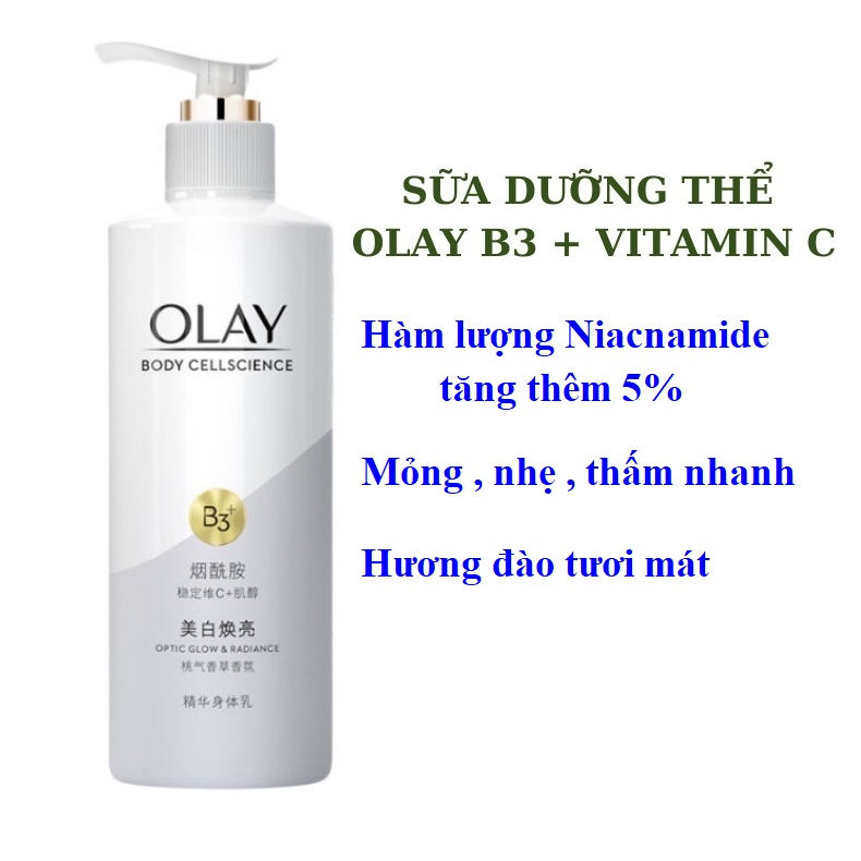 Kem Dưỡng Thể Olay Body Cellscience B3+Vitamin C Optic Glow 250ml - Beautyroom by Mei