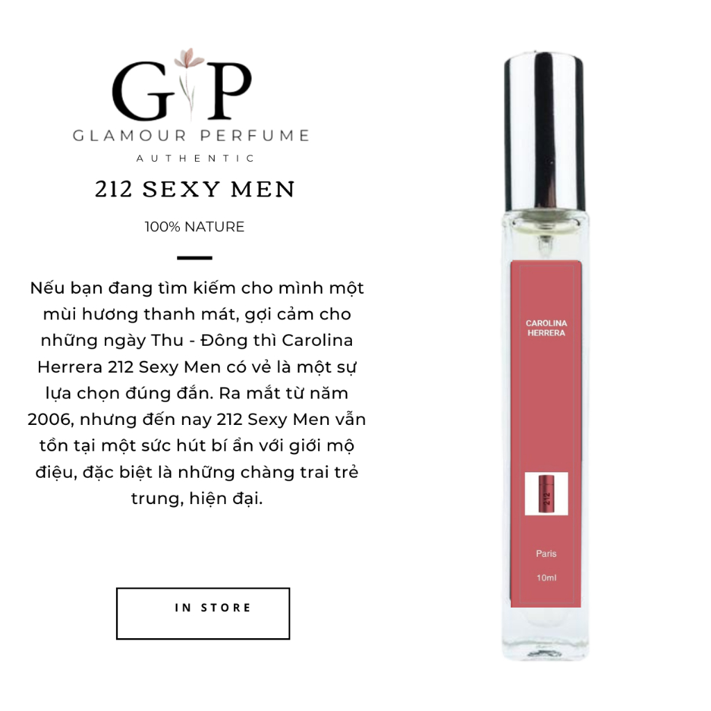 Nước hoa nam 10ml Glamour Perfume 212 sexy men mạnh mẽ , trẻ trung , hiện đại