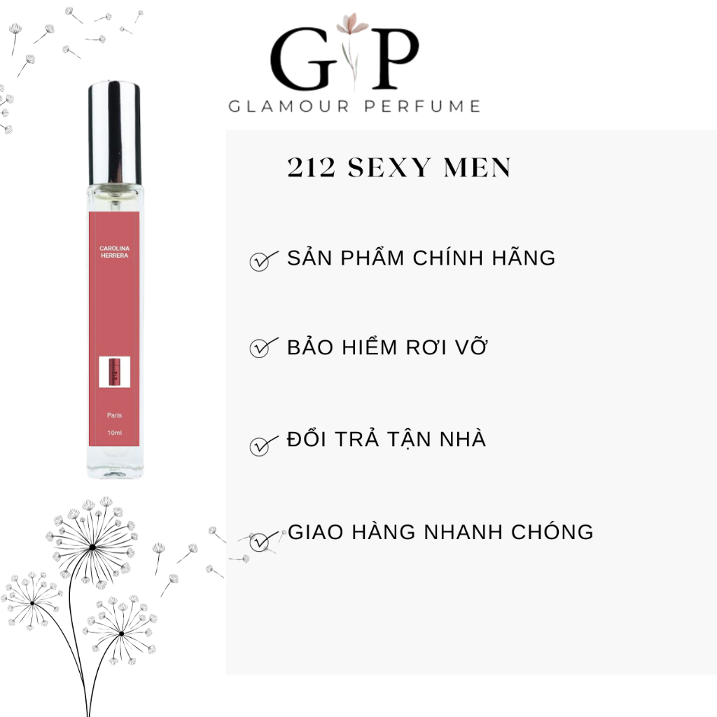 Nước hoa nam 10ml Glamour Perfume 212 sexy men mạnh mẽ , trẻ trung , hiện đại