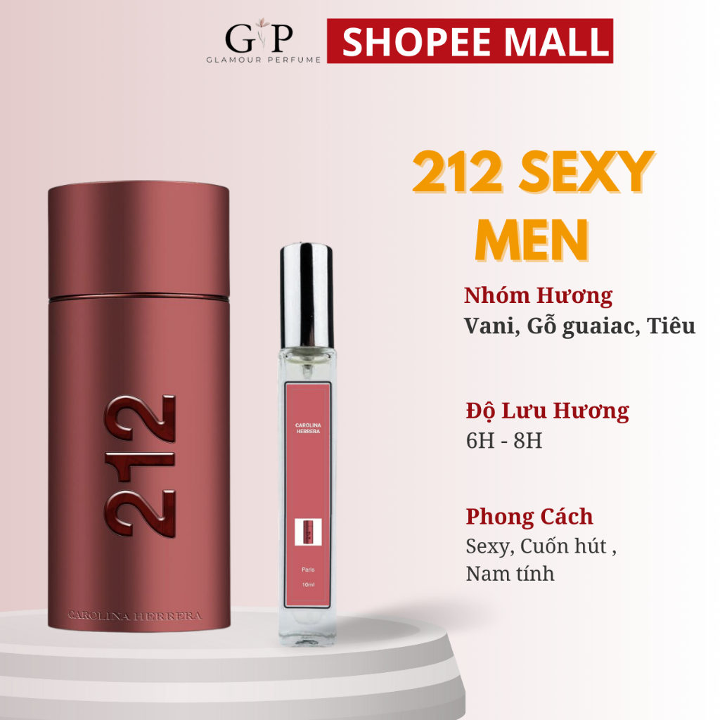 Nước hoa nam 10ml Glamour Perfume 212 sexy men mạnh mẽ , trẻ trung , hiện đại