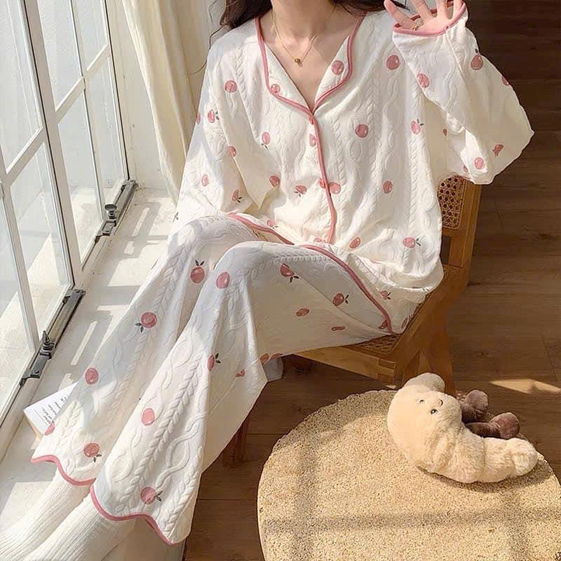 B08 Bộ Đồ Ngủ Nữ Dài tay Thu Đông Chất Liệu Cotton Dệt Kim nhiều họa tiết Mỏng Mát Phương Linh Underwear