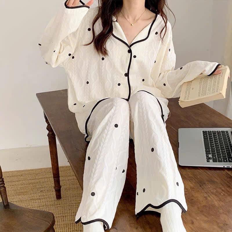 B08 Bộ Đồ Ngủ Nữ Dài tay Thu Đông Chất Liệu Cotton Dệt Kim nhiều họa tiết Mỏng Mát Phương Linh Underwear