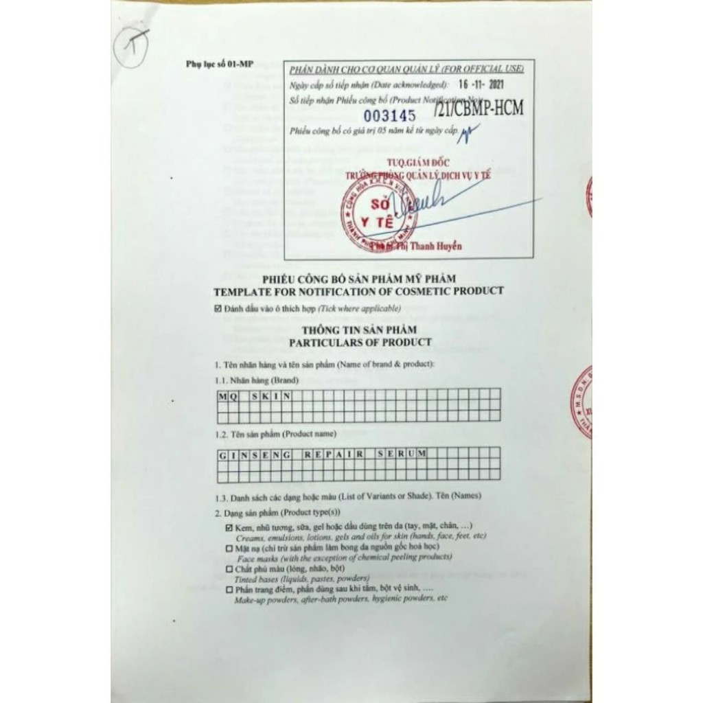 Serum Tái Tạo Da Sâm Cau rừng MQ SKIN 30ml