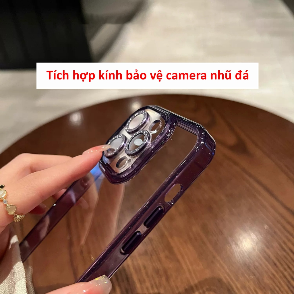 Ốp lưng nhũ đá viền kim tuyến Siêu HOT bảo vệ camera cho iPhone 15 Pro Max 14 Pro Max 13 Pro Max 12 Pro Max 11 Pro Max