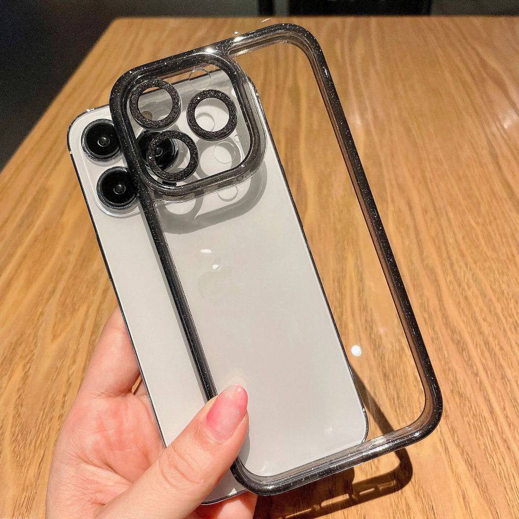 Ốp lưng nhũ đá viền kim tuyến Siêu HOT bảo vệ camera cho iPhone 15 Pro Max 14 Pro Max 13 Pro Max 12 Pro Max 11 Pro Max