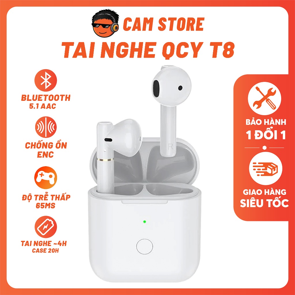 Tai Nghe Bluetooth QCY T8 - Chất Âm Tốt, Game Mode 65ms, Kháng Nước IPX4