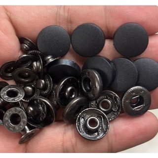Nút bấm 4 thành phần Sơn đen bóng đen nhám Bằng Thau không gỉ Size 12mm,15mm