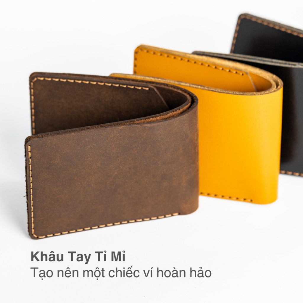 Ví da HILAS 2 - Da bò thật, cắt laser tinh xảo, khâu thủ công tỉ mỉ, thiết kế đơn giản