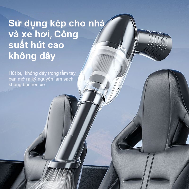 Máy hút bụi cầm tay Mini không dây USB sạc siêu mạnh hút 25000Pa 120w điện