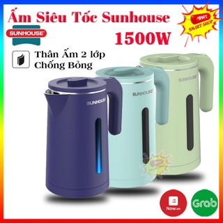 Ấm Đun Nước Sêu Tốc SUNHOUSE 1355 -  Ấm Siêu Tốc INOX 2 Lớp Cao Cấp 1.8L SUNHOUSE SHD1353