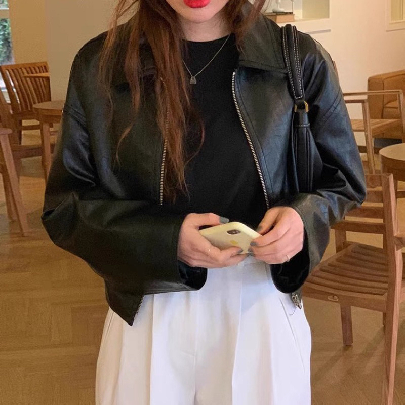 ÁO KHOÁC DA PU TRƠN BASIC