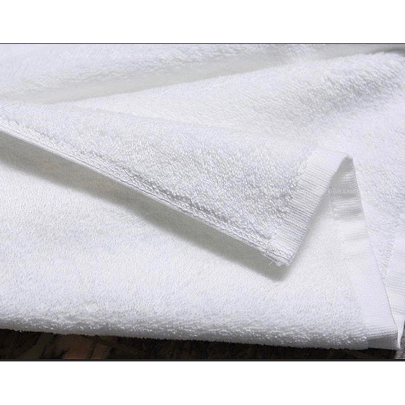 Khăn Bông Trắng Khách Sạn 9 Tấc, 34x85CM, 100% Cotton, Thêu Tên Lên Khăn