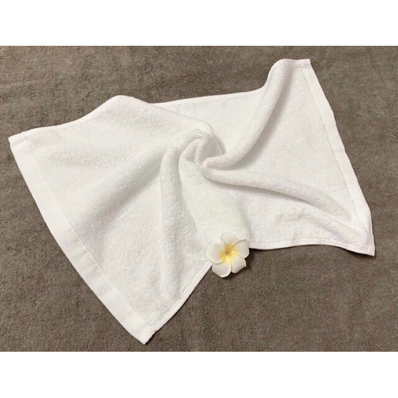 Khăn Bông Trắng Khách Sạn 9 Tấc, 34x85CM, 100% Cotton, Thêu Tên Lên Khăn