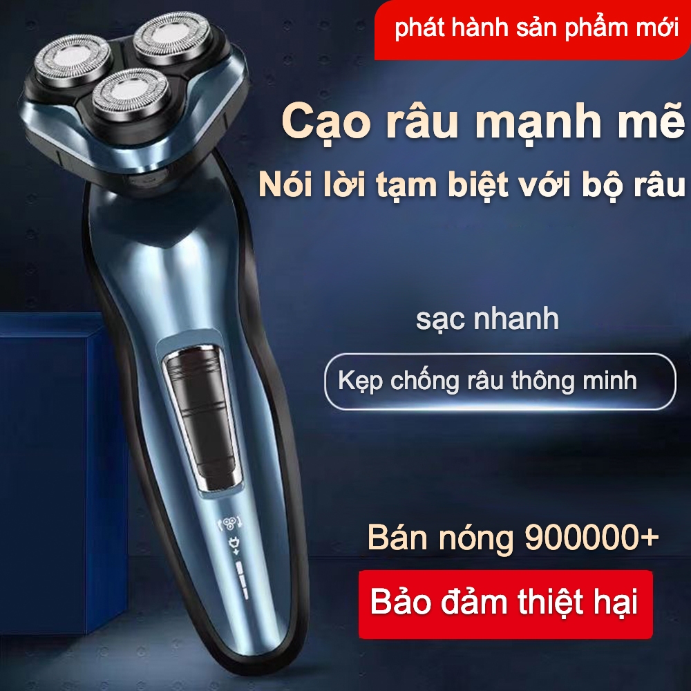 Máy cạo râu đa chức năng ba lưỡi cầm tay Máy cạo râu siêu im Ma sát nhẹ Làm sạch Pin sạc Không thấm nước