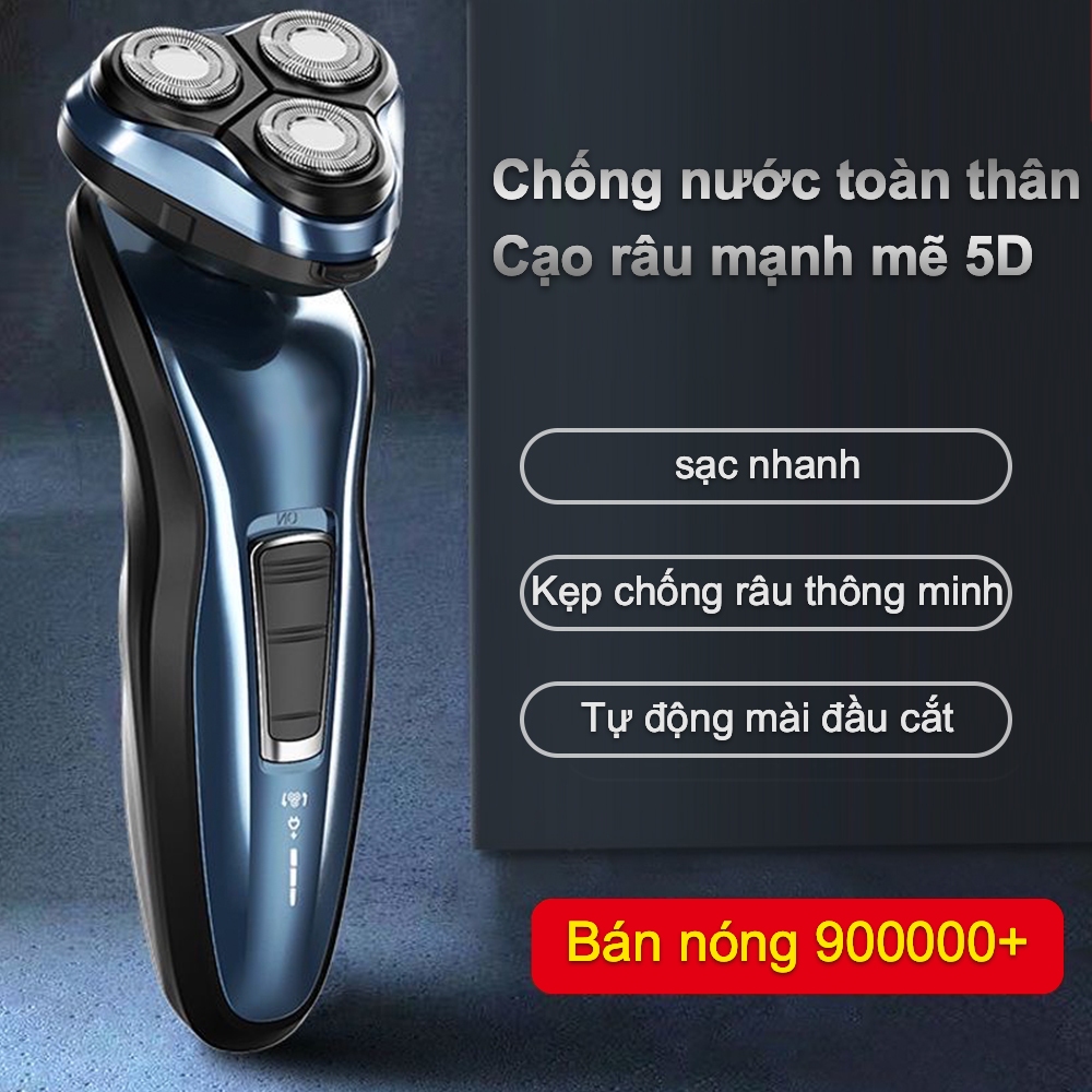 Máy cạo râu đa chức năng ba lưỡi cầm tay Máy cạo râu siêu im Ma sát nhẹ Làm sạch Pin sạc Không thấm nước