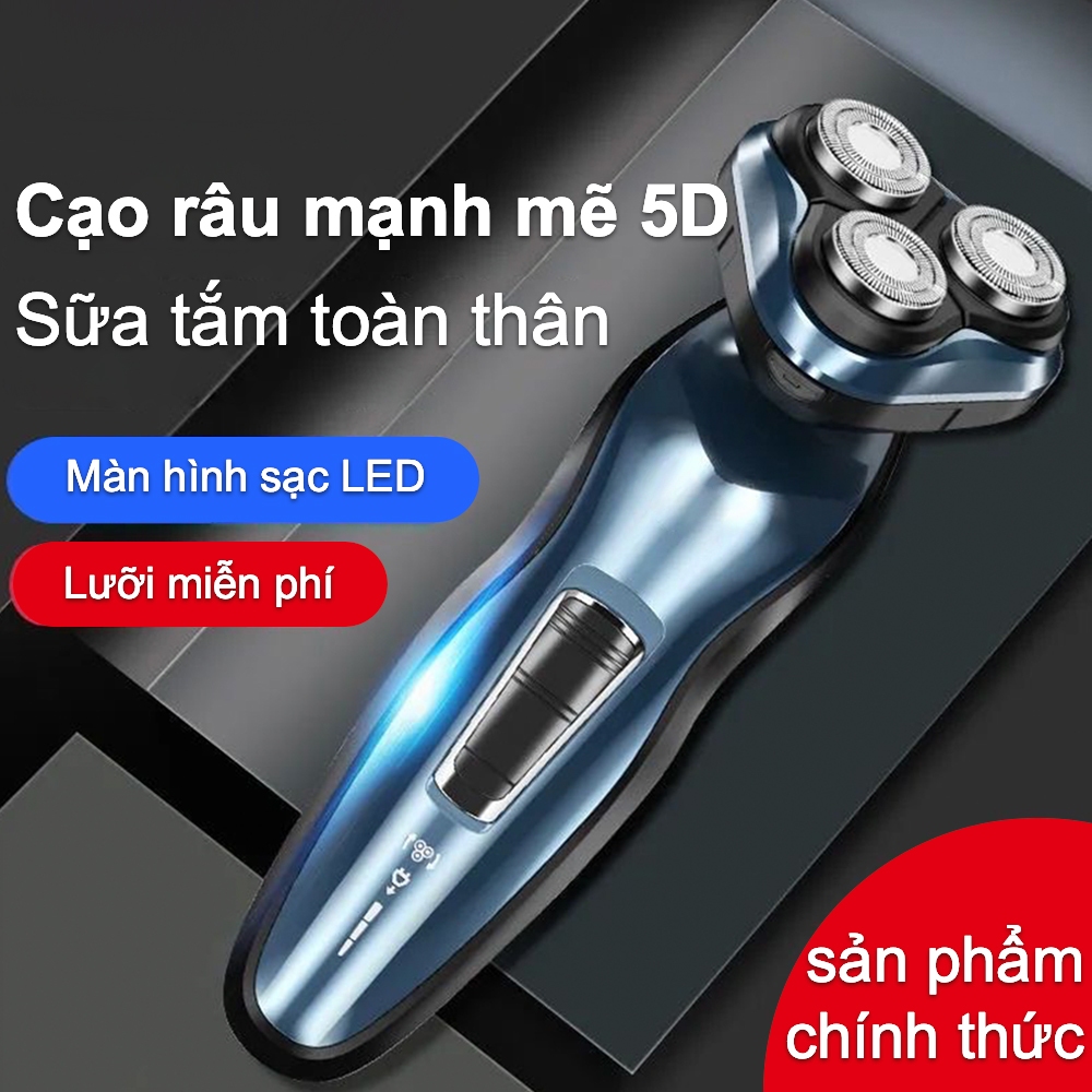 Máy cạo râu đa chức năng ba lưỡi cầm tay Máy cạo râu siêu im Ma sát nhẹ Làm sạch Pin sạc Không thấm nước