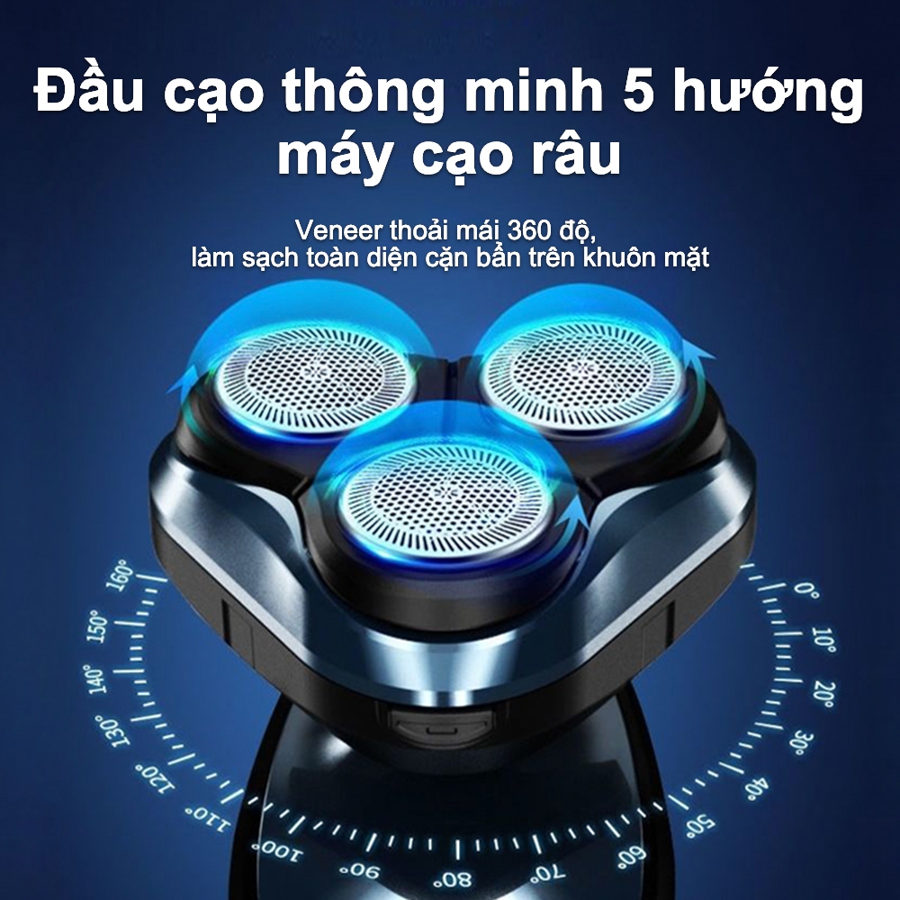 Máy cạo râu đa chức năng ba lưỡi cầm tay Máy cạo râu siêu im Ma sát nhẹ Làm sạch Pin sạc Không thấm nước