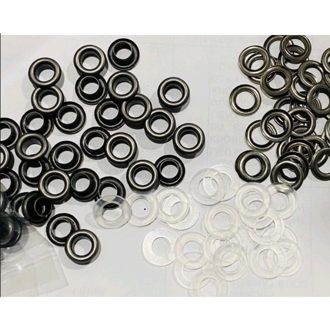 Khoen mắt cáo ore 6mm (khoen 6 ly màu khói) + long đền nhựa Khoen chuyên dùng cho quần áo xuất khẩu