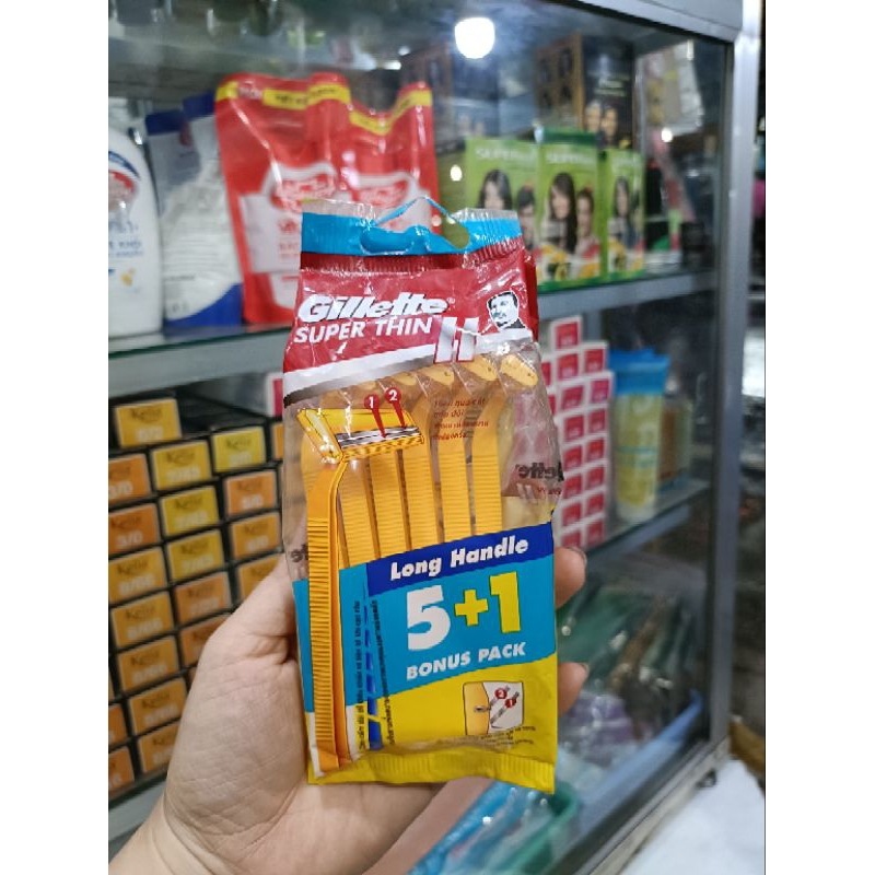 Dao Cạo Gillette Super Thin Cán Vàng (Gói 5 Tặng 1) Super Thin II