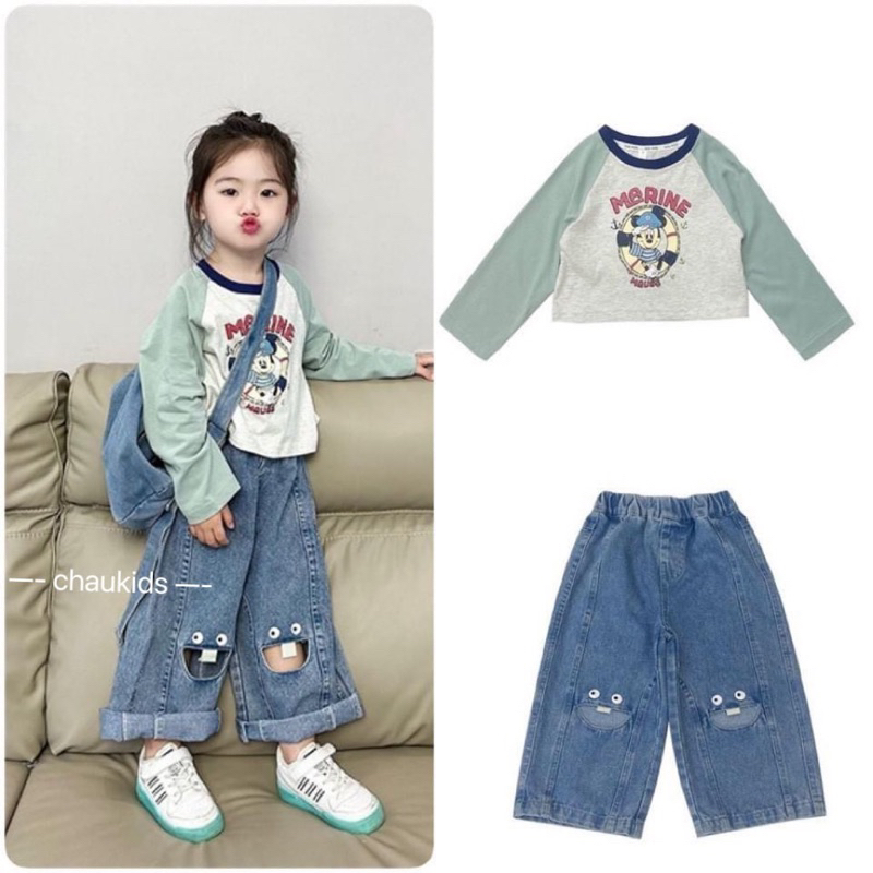 8-31kg hàng đẹp giá sỉ set áo tay dài quần jean ống rộng nhiều mẫu bé gái JANE Kids