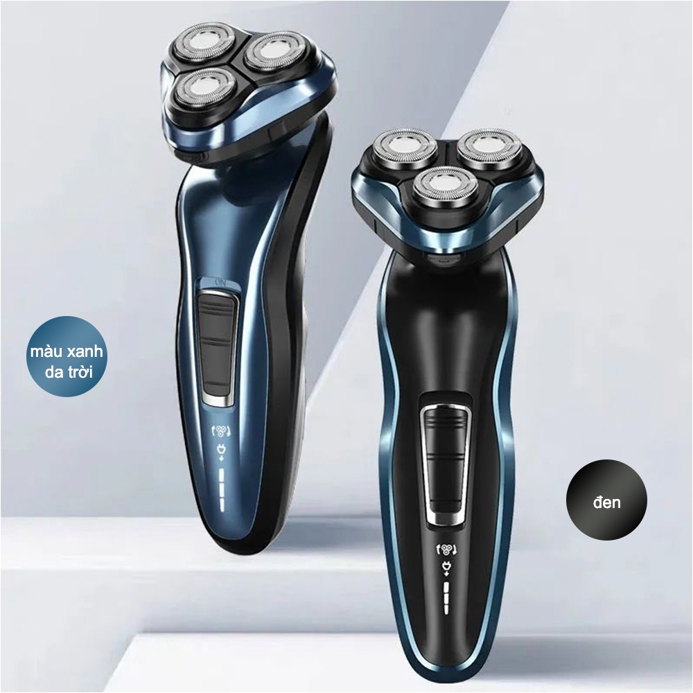 Máy cạo râu đa chức năng ba lưỡi cầm tay Máy cạo râu siêu im Ma sát nhẹ Làm sạch Pin sạc Không thấm nước