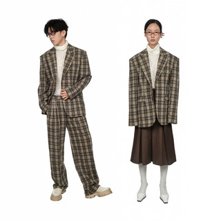 Áo khoác blazer hoạ tiết kẻ chất liệu umi và quần kẻ No Plaid