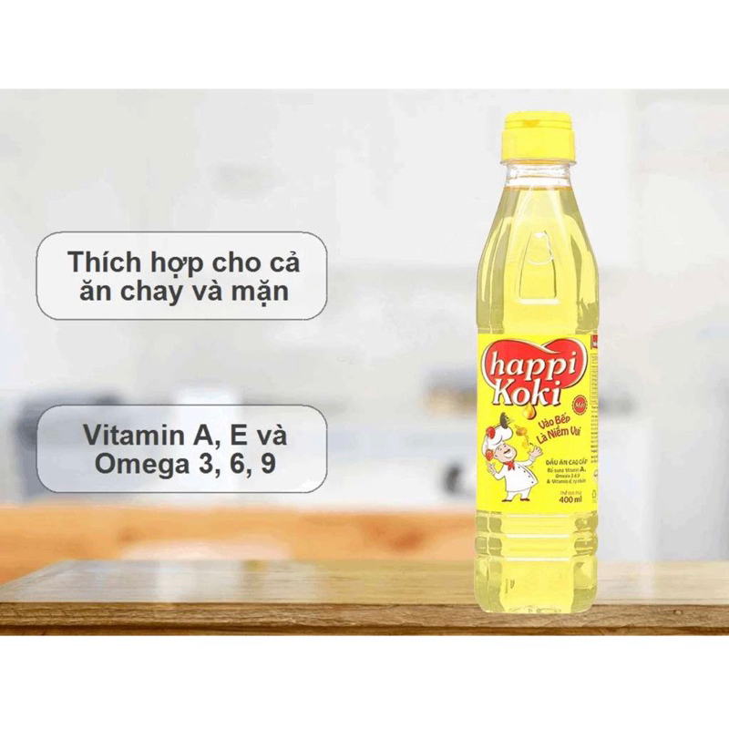 Dầu ăn Happi Koki 400ml, date xa 2025