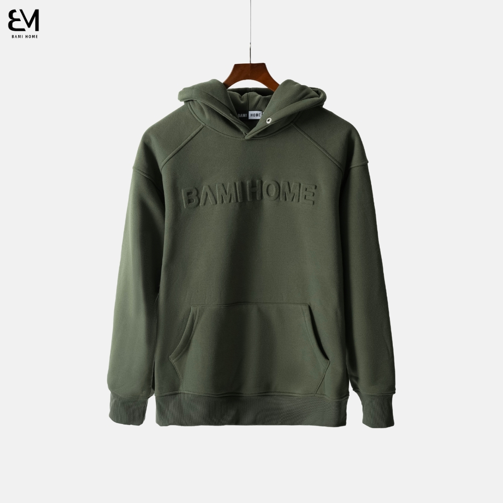 Áo Hoodie Nỉ Bông Unisex in logo BAMIHOME Cao Cấp Form Basic AHD01