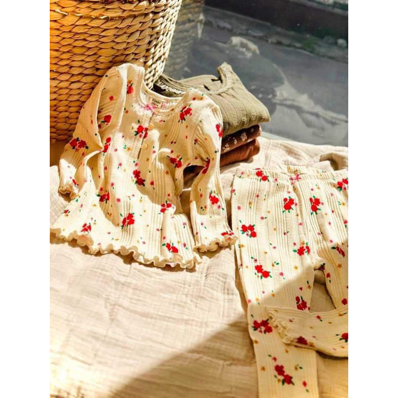 Vải thun giả gân hoa nhí