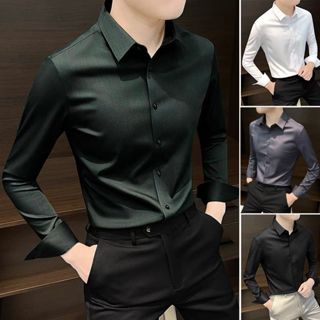 Áo sơ mi nam Luxury lụa cao cấp không nhăn, dáng ôm tay dài đi học,đi làm công sở thời trang hàn quốc trẻ trung bigsize