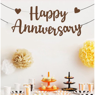 Dây chữ Happy Anniversary chất liệu dạ