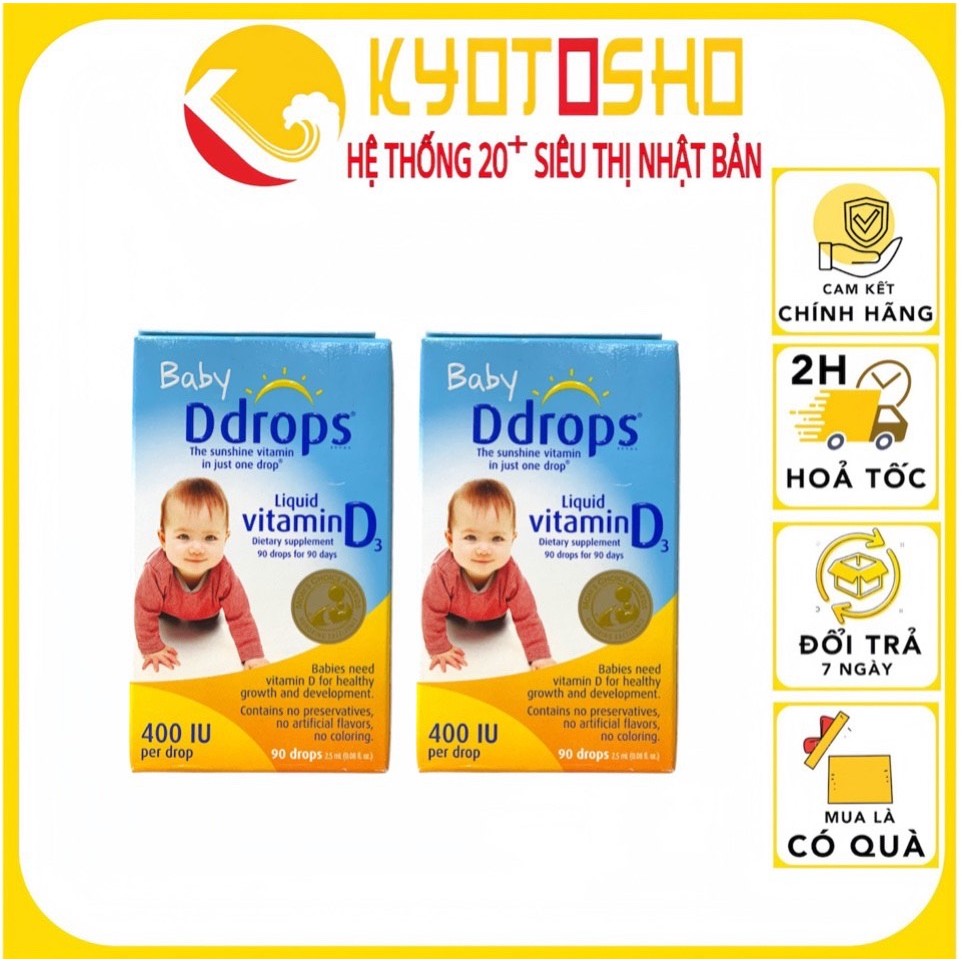 Vitamin D3 Drops - Baby DDrops bổ sung vitamin D cho bé 90 giọt date T7/2024