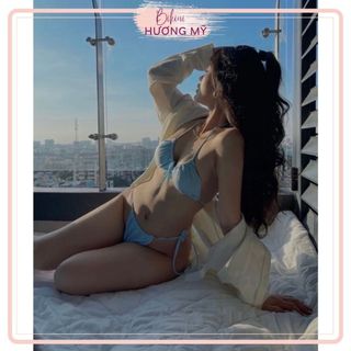 Bikini Đồ Bơi Hai Mảnh Lọt Khe Sexy Màu Xanh Biển