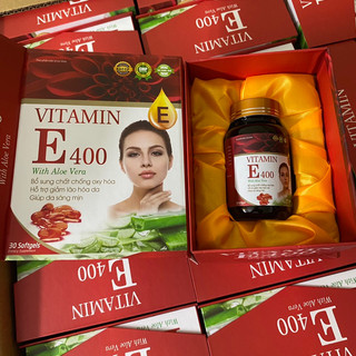Viên uống trắng da mờ nám vitamin e400 with aloe vera + vitamin e 400 iu tinh dầu hoa anh thảo vitamin e đỏ-hộp 30 viên