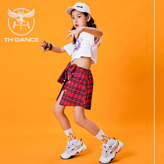 Trang phục nhảy hiện đại trẻ em-Set quần giả áo kẻ caro phối áo crop Nationals ZB08
