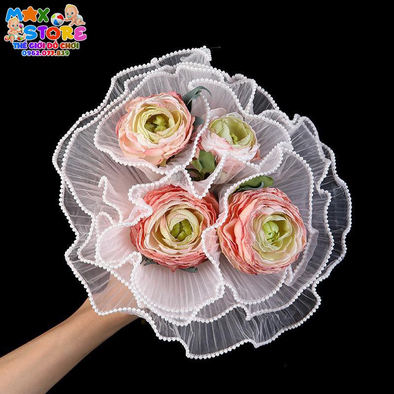 Giấy gói hoa-cuộn VOAN NGỌC,voan sóng viền ngọc trang trí bó hoa