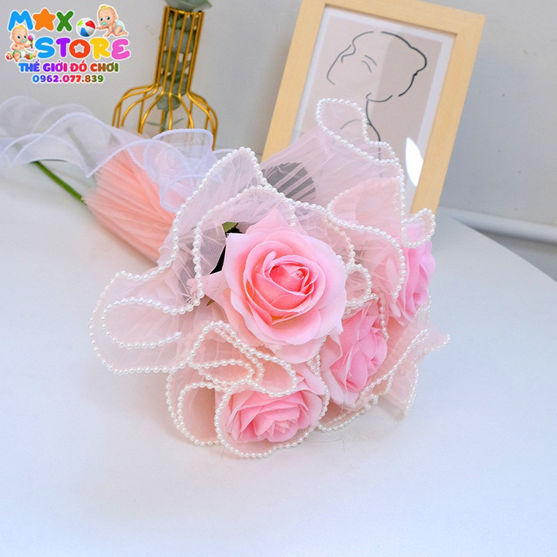 Giấy gói hoa-cuộn VOAN NGỌC,voan sóng viền ngọc trang trí bó hoa